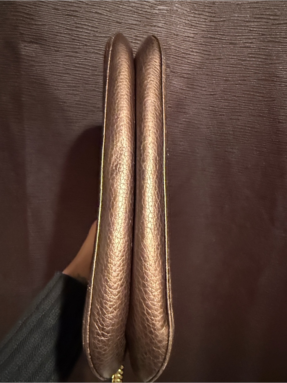Gucci Brown & Beige Monogram Flap Clutch with Gold Logo - Picture 4 of 6